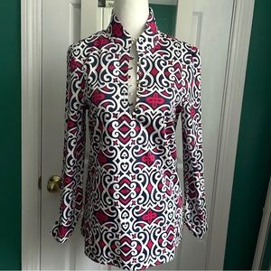 Monelle Tunic Top Navy,White/Red with Gold Buttons Small